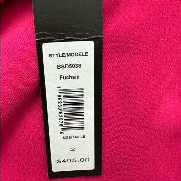 Badgley Mischka Fuchsia Sleeveless Ruffle Trim Midi Dress Size 2 Style BD5038 - Picture 4 of 7